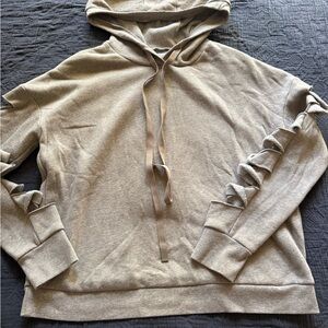 ALO Yoga Tan Hoodie with Ruffle Sleeves